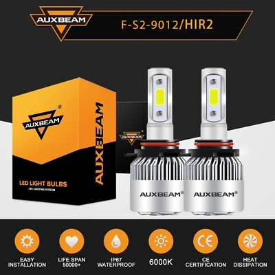 #ad AUXBEAM 9012 HIR2 LED Headlight Conversion Kit High Low Beam Bulbs Super Bright $31.49