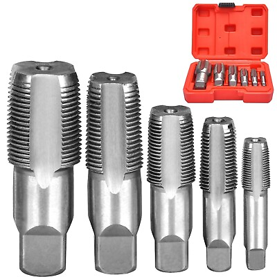 #ad 5 Pieces NPT Taper Pipe Tap Set 1 8quot; 1 4quot; 3 8quot; 1 2quot; and 3 4quot; With Case SAE Inch $18.99