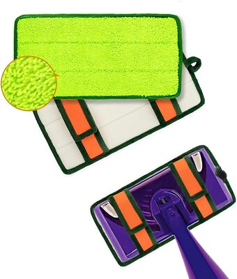 #ad 2 Pack Reusable Mop Pads Washable for Swiffer Wet Jet Pads Refills Microfiber $14.61