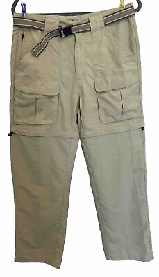 #ad #ad LL Bean Tan Zip Leg Hiking Convertible Pants to Shorts w Belt Men#x27;s Size S Reg $27.00