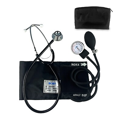 #ad SCIAN Aneroid Sphygmomanometer Stethoscope Kit Manual Blood Pressure BP Cuff $19.94