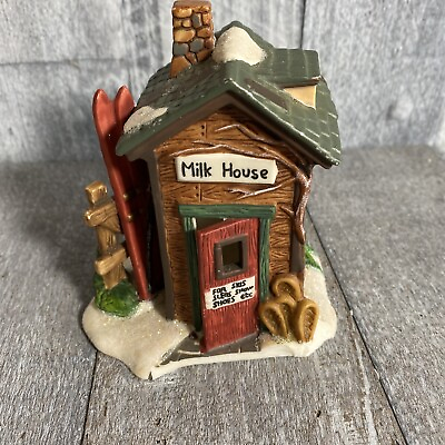 #ad Holiday Time Village Collectibles Milk House for Skis Christmas $20.00