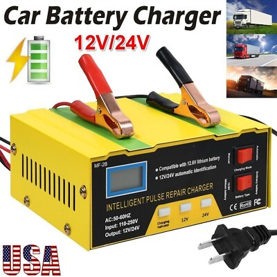 #ad Car Battery Charger Heavy Duty 12V 24V Smart Automatic Intelligent Pulse Repair $18.95
