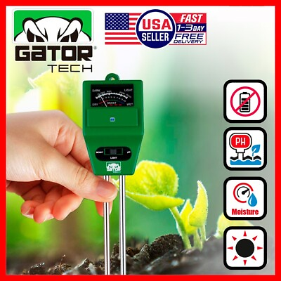 #ad #ad 3 in 1 Soil pH Water Moisture Light Tester Meter For Plants Garden Seeding Grow $8.99