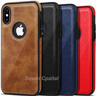#ad For iPhone X XR Xs Max Shockproof Leather Premium Slim Case Non Slip Grip Cover $9.49