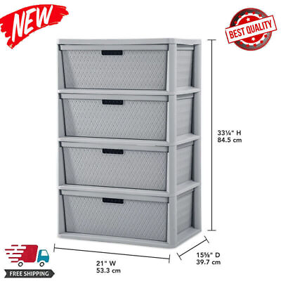 Wide 4 Drawer Cross Weave Tower Cement #ad $65.15