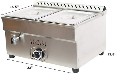 #ad #ad 2 Pan Propane Gas Food Warmer Bain Marie Commercial Canteen Buffet Steam Heater $279.00