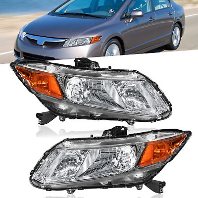 #ad 2X Front Headlight Assembly For 2012 15 Honda Civic 4 Dr Sedan 12 13 2 Dr Coupe $114.99