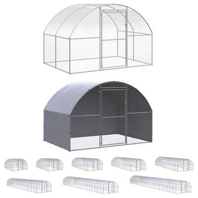 #ad Chicken Coop Battery Cage Hen Enclosure Chicken House Galvanized Steel vidaXL $304.99