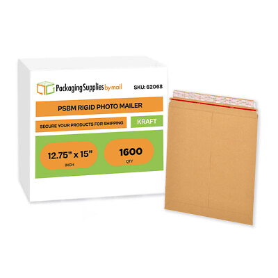 #ad 1600 12.75x15 Kraft Rigid Photo Document Mailers Cardboard Envelopes 28 pt. $952.00