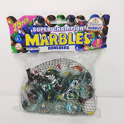 #ad Super Champion Marbles 25 Piece Jumbo Dynamic Variety New $24.99