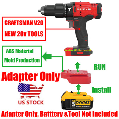 #ad #ad 1x Adapter# For DeWalt 20v MAX Li Ion Battery Convert To Craftsman V20 Tools $15.02