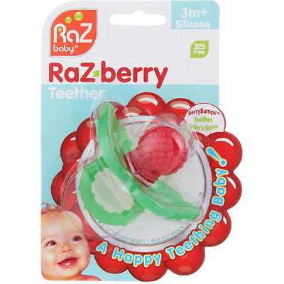 #ad 2 Pack RaZ Baby RaZ Berry Pacifier Silicone Teether 3m Red $12.71