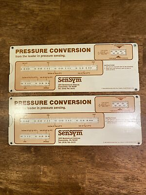 #ad 2 Two Pressure Conversion Slide Rules by SenSyn PSI kg cm PSF kPa 1988 $21.00