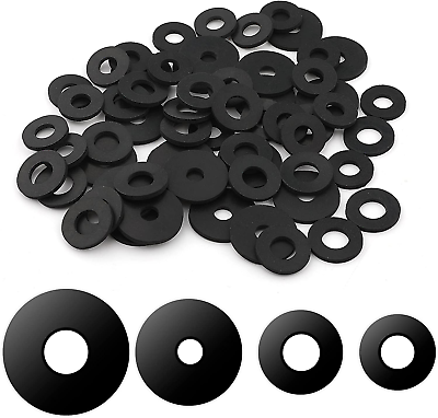 #ad 80pcs Flat Rubber Washers Assortment Kit 18 20 25 30mm Rubber Washers Heavy D... $13.13