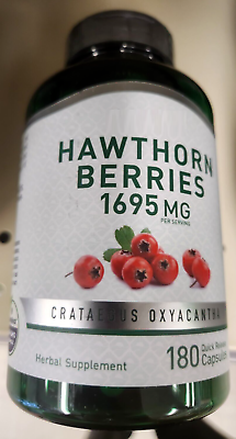#ad Hawthorn Berry 1695mg 180 Caps Heart Health Blood Pressure Crataegus oxyacantha $16.57