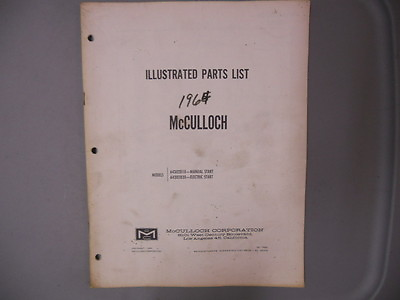 #ad #ad Mcculloch Parts List Manual 1964 Models 64302810 64302830 $26.99