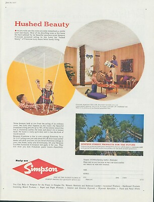 #ad 1957 Simpson Forest Products Forestone Acoustical Ceiling Vintage Print Ad SP3 $11.99