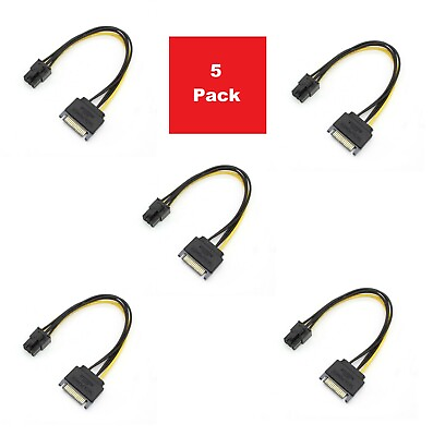#ad 5 Pack 15pin SATA Power to 6pin PCIe PCI e PCI Express Adapter Cable for GPU $6.90