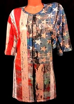 Women#x27;s beige red stripes stars camouflage flag patriotic short sleeve top 5XL #ad $13.99