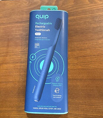 #ad NEW Quip Rechargeable electric toothbrush Ocean Blue Plastic Sonic Vibrating $26.59