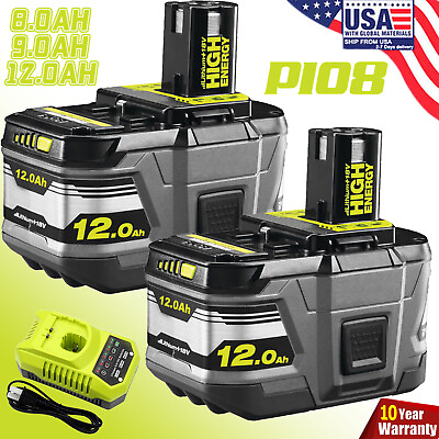 #ad #ad 2PACK For RYOBI P108 18V High Capacity 9.0Ah Battery 18Volt Lithium Ion One Plus $109.98