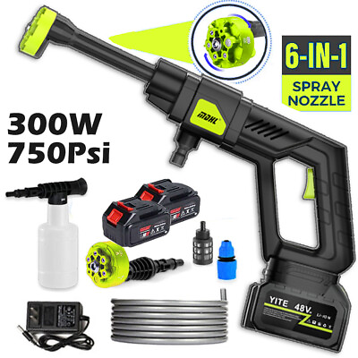 #ad 6 in 1 Cordless Power Washer Max 750 PSI Portable Pressure Washer 2 Batteries $63.99