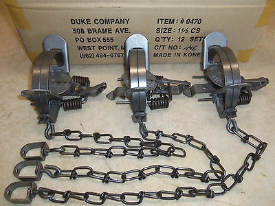 3 New Duke # 1 1 2 Coil Spring Traps 0470 Raccoon Fox Nutria Muskrat Trapping $34.95
