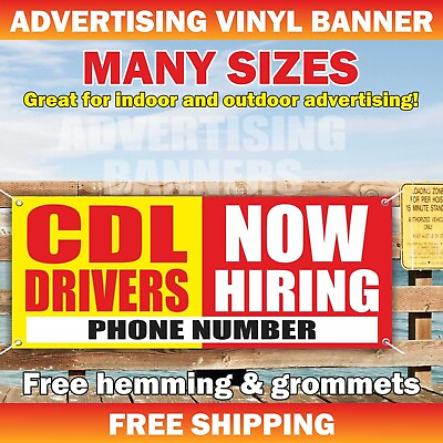 #ad CDL DRIVERS NOW HIRING Advertising Banner Vinyl Sign New Job Help Wanted $219.95