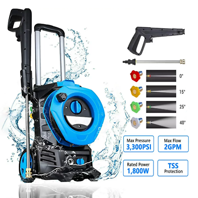 #ad PRESSURE POWER WASHER 3300 PSI Electric w 4 Nozzles for Cars Homes Driveways Pat $172.58