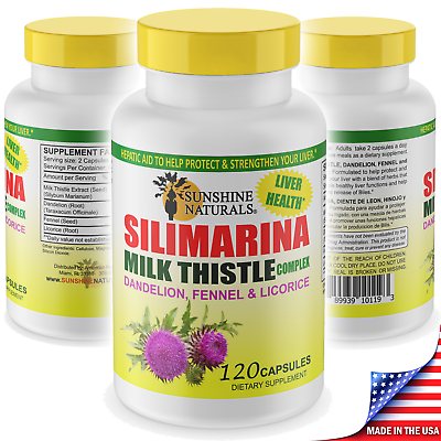 Sunshine Naturals Milk Thistle Silimarina 120 Capsules Made in the USA #ad $13.19