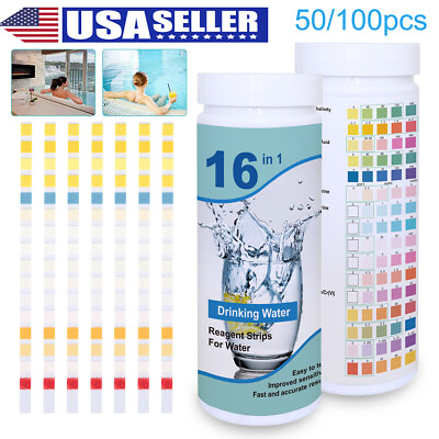 #ad 100pcs 16 in 1 Drinking Water Test Kit Strips Home Water Quality Test for Tap $12.79