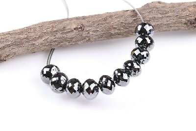 5pcs 6MM to 5MM Natural Black Round Faceted Loose Diamond Beads 1mm Drilled Lot #ad C $441.16