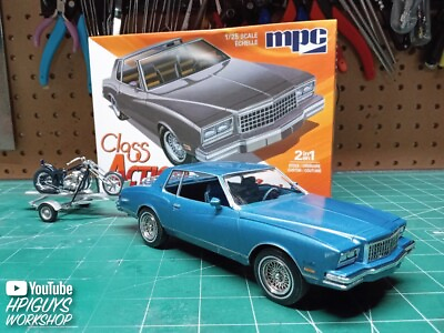#ad MPC967 80 Chevy Monte Carlo With Chopper amp; Trailer 1:25 Scale Model Kit Sealed $31.99