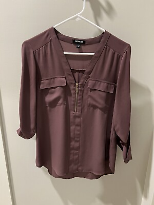Express Women’s Purple Portofino Shirt Small With Zipper #ad #ad $10.99