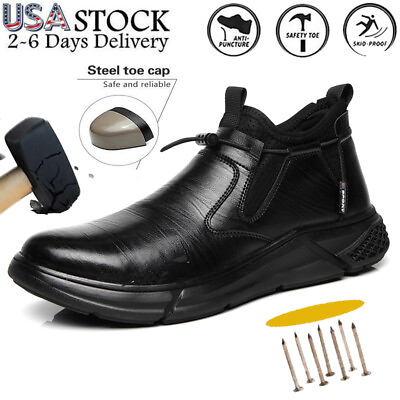 #ad Mens Safety Work Boots Steel Toe Cap Breathing Work Electric Welding Boots Size $41.39