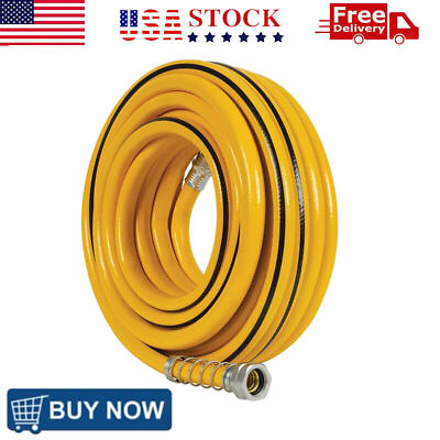 #ad 50ft Pro Hose 5 8quot; Heavy Duty Crush Resistant 500PSI Garden Water Hoses Yellow $39.94