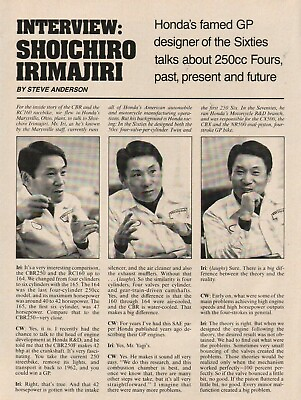 #ad 1987 Shoichiro Irimajiri Honda GP Designer 2 Page Vintage Motorcycle Article $10.39