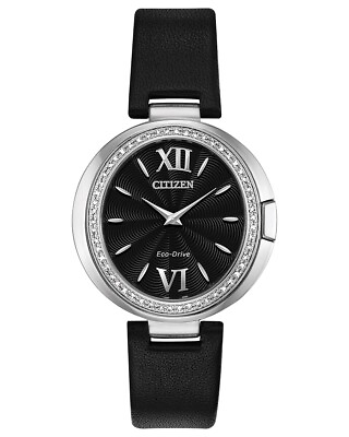 Citizen Women#x27;s Capella Eco Drive Diamond Accents Black 34mm Watch EX1500 01E #ad $239.99