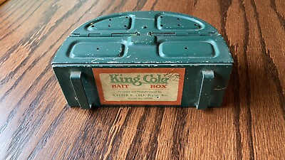 #ad Rare Vintage Belt Bait Box King Cole Beaver Wisconsin Fisherman#x27;s Live Bait $68.50