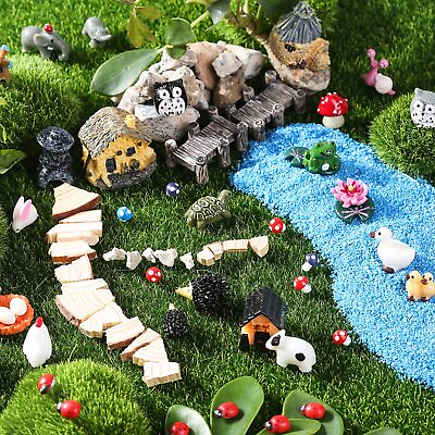 #ad 172Pcs Miniature Fairy Garden Accessories Animal Figurines and Mini Landscapes $17.30