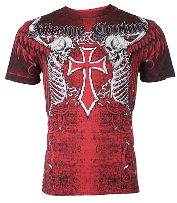 Xtreme Couture Affliction Men#x27;s T Shirt AFTERSHOCK Skull Red Tattoo Biker M 3XL #ad #ad $26.95
