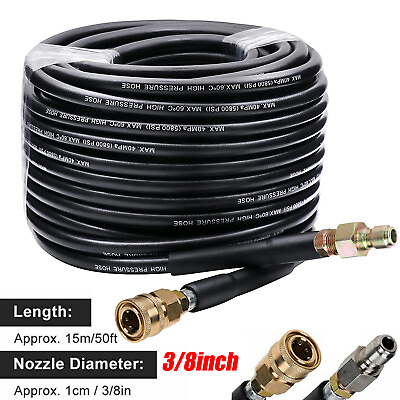 #ad 3 8” x 50ft High Tensile Pressure Washer Hose Non Marking Wash Water Hose Z9N1 $26.98