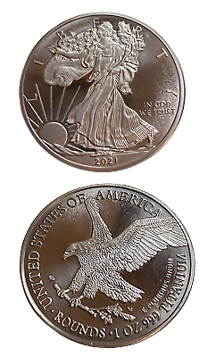 1 TROY OUNCE OZ .999 Pure TITANIUM Metal Walking Liberty Eagle Rounds coins $13.97