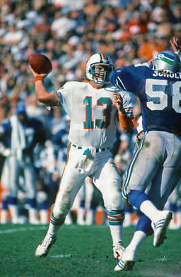 #ad Quarterback Dan Marino Miami Dolphins passes while under pressure Old Photo AU $9.00