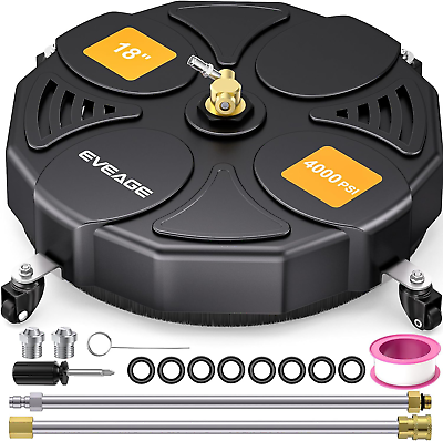 #ad EVEAGE 18quot; Pressure Washer Surface Cleaner Attachment with Wheels 4000 PSI with $122.55