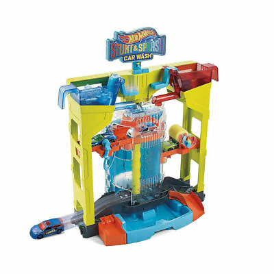 #ad Mattel Hot Wheels Stunt amp; Splash Car Wash Playset w Color Shifters Cars NEW $30.99