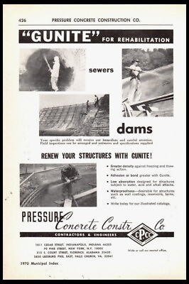 #ad 1970 Pressure Concrete Construction Gunite Indiana Vintage trade photo print ad $14.65
