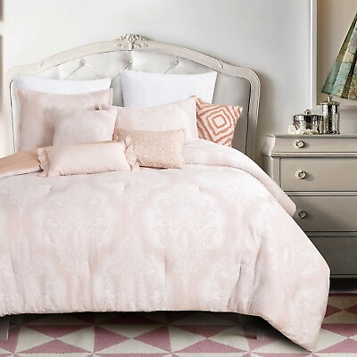 #ad HIG 7 pieces Luxury Quilted Embroidery Bedding Comforter Set King Queen size $66.99