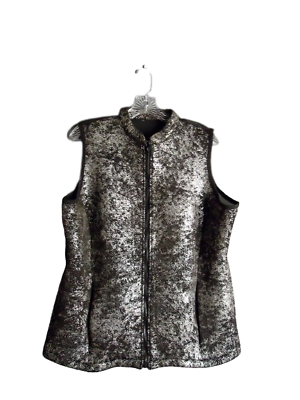#ad Jessica Simpson The Warm Up Vest Black and Silver Speckled Full Zip Mesh Back 1X $15.00